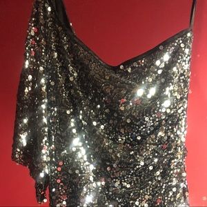 Black and silver sequin dress